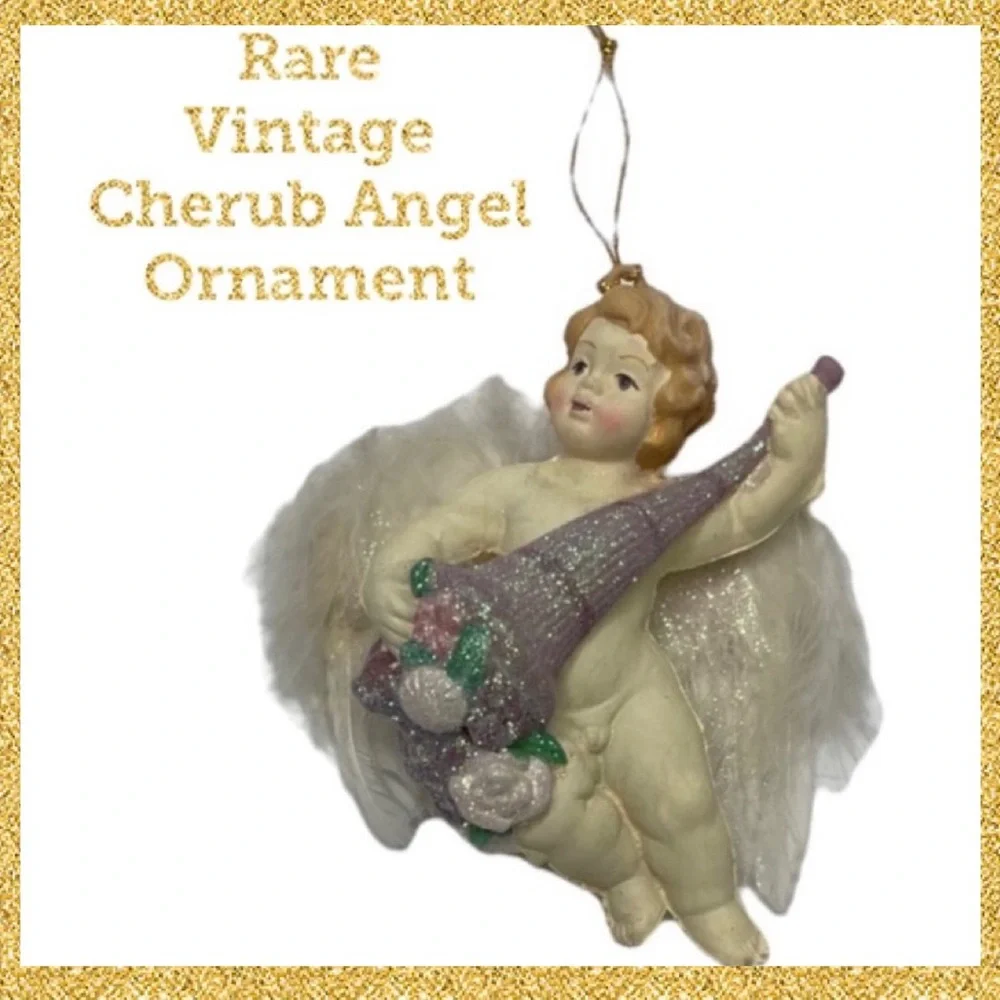 Cherub Angel Victorian Old World Rare Vintage Christmas Ornaments Decorations